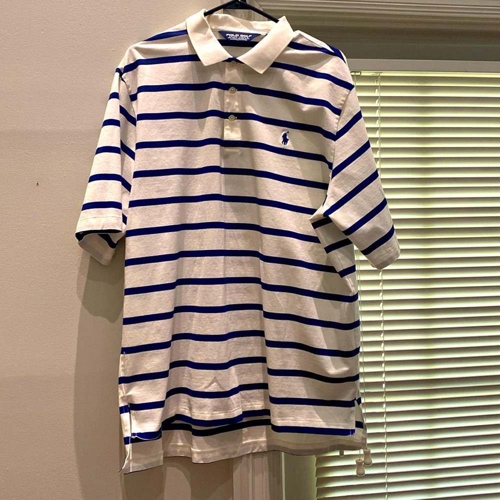 Polo Golf men’s shirt, XL, white with navy stripes